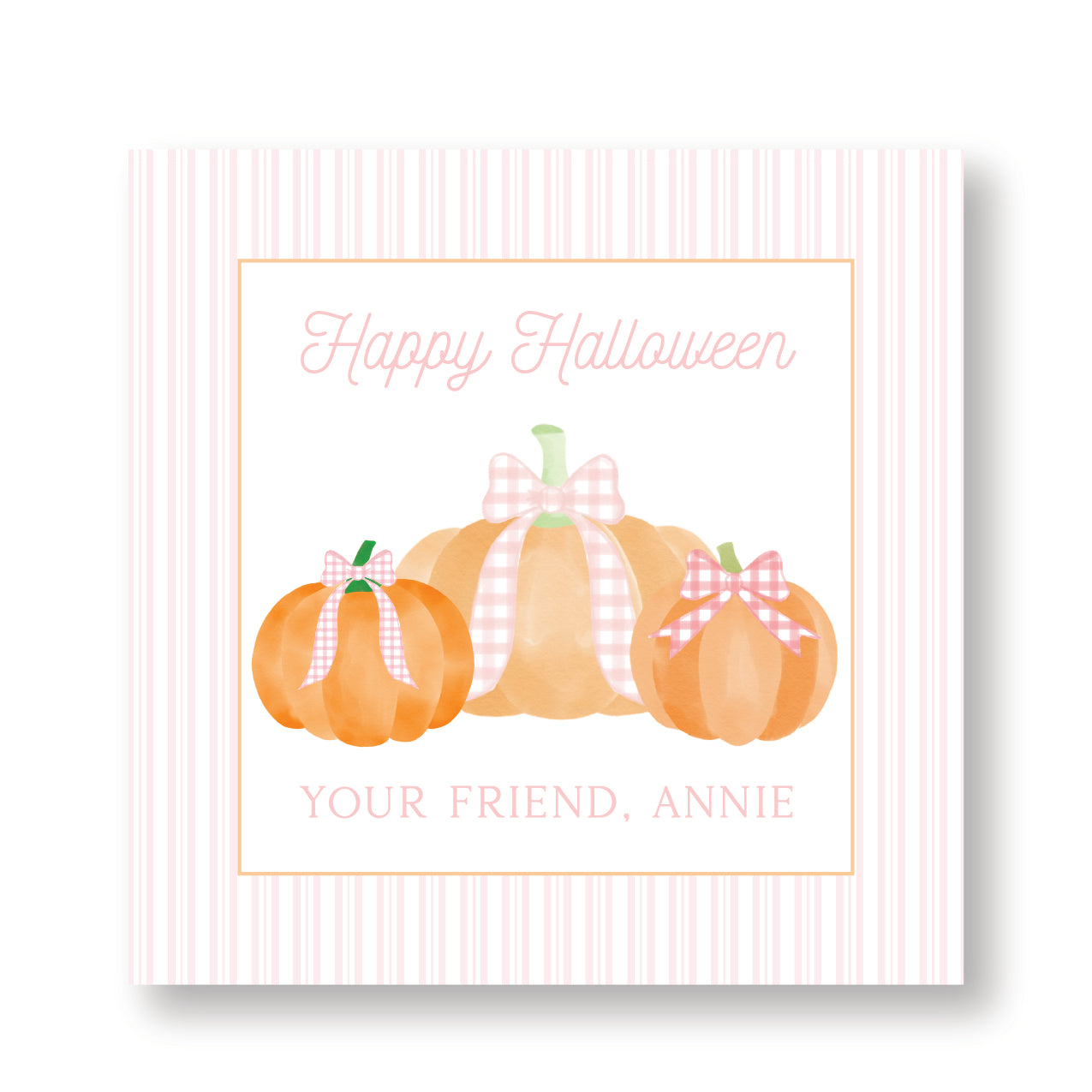Square Pink Pumpkin Tag
