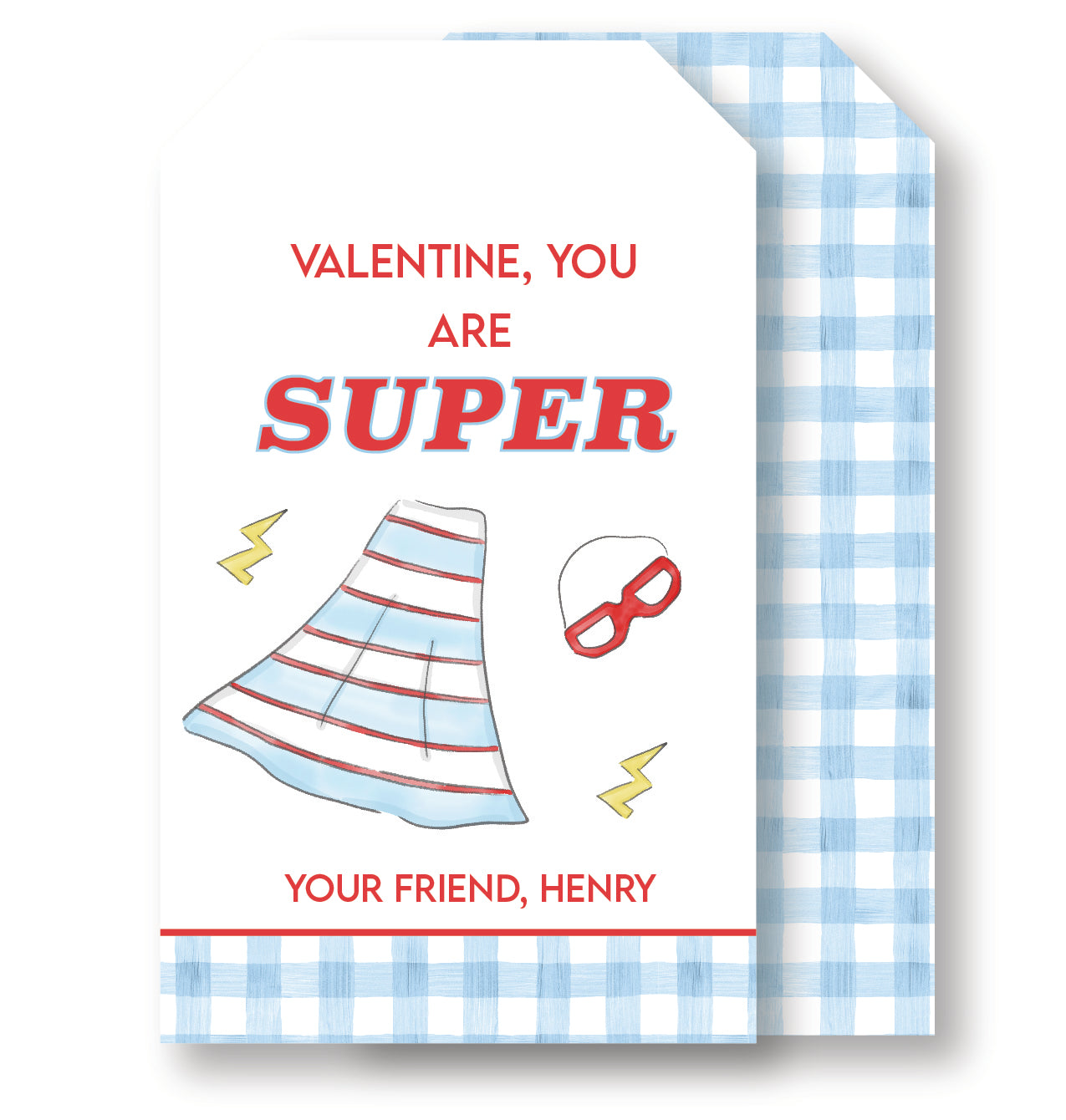 Superhero Valentine Blue tag
