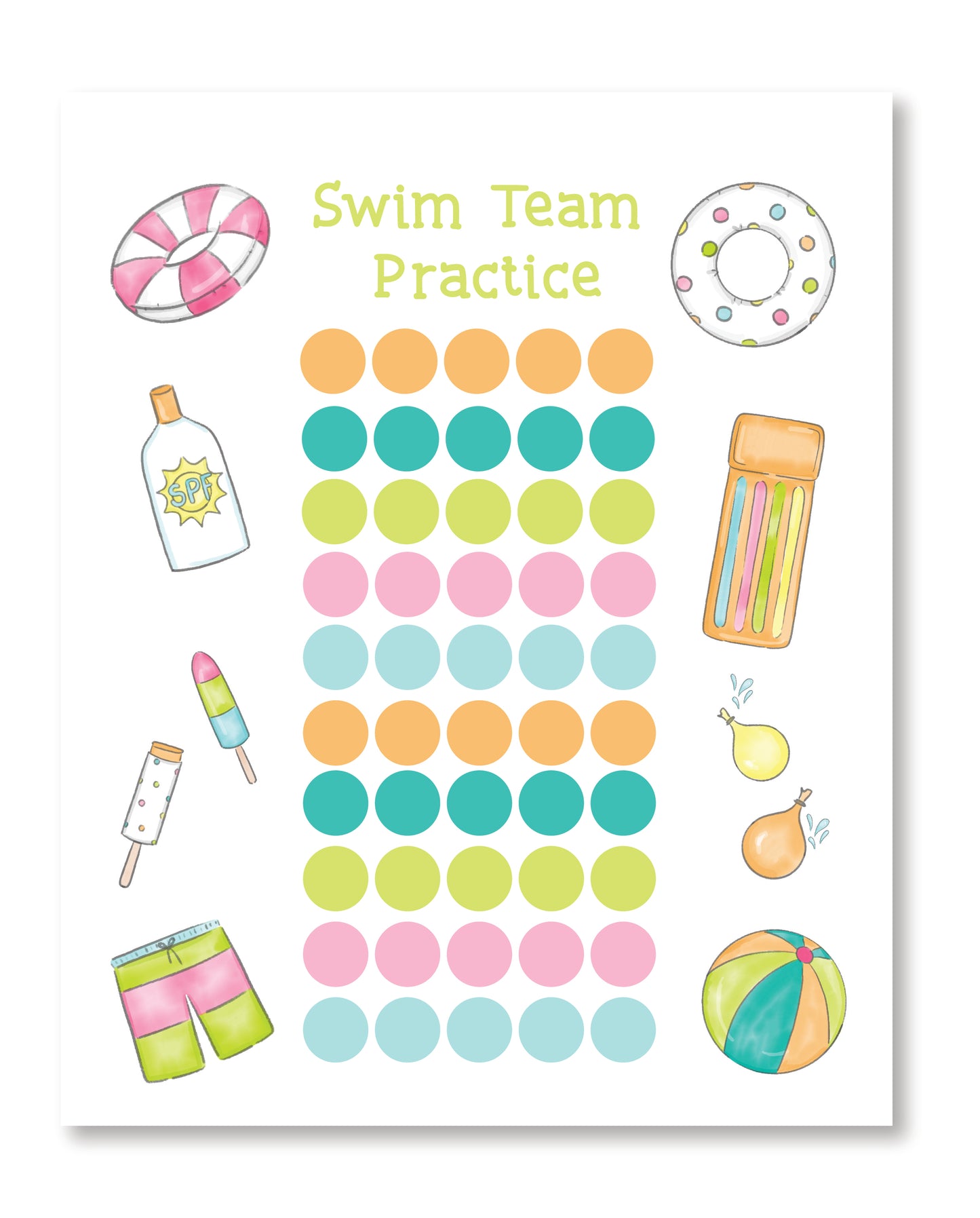 Swim Team Practice Chart