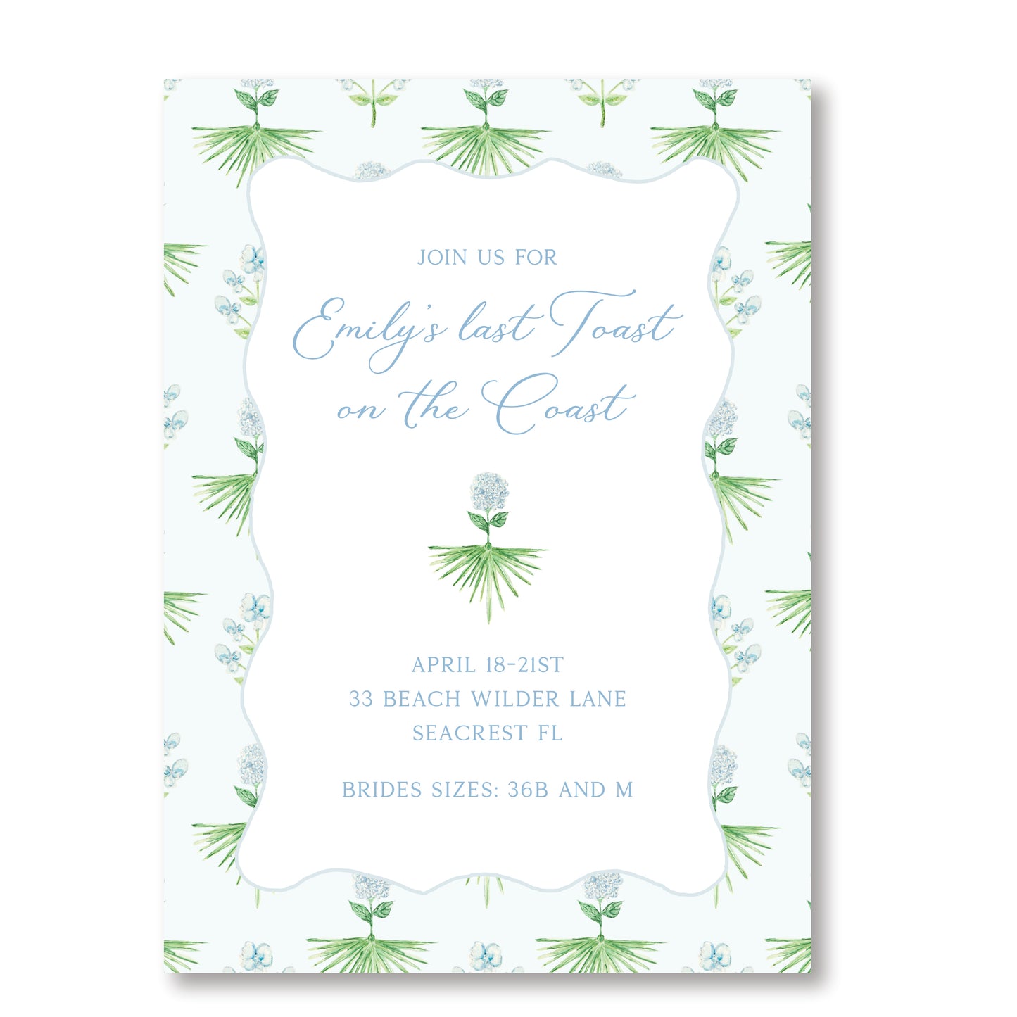 Bachelorette Coastal Invitation