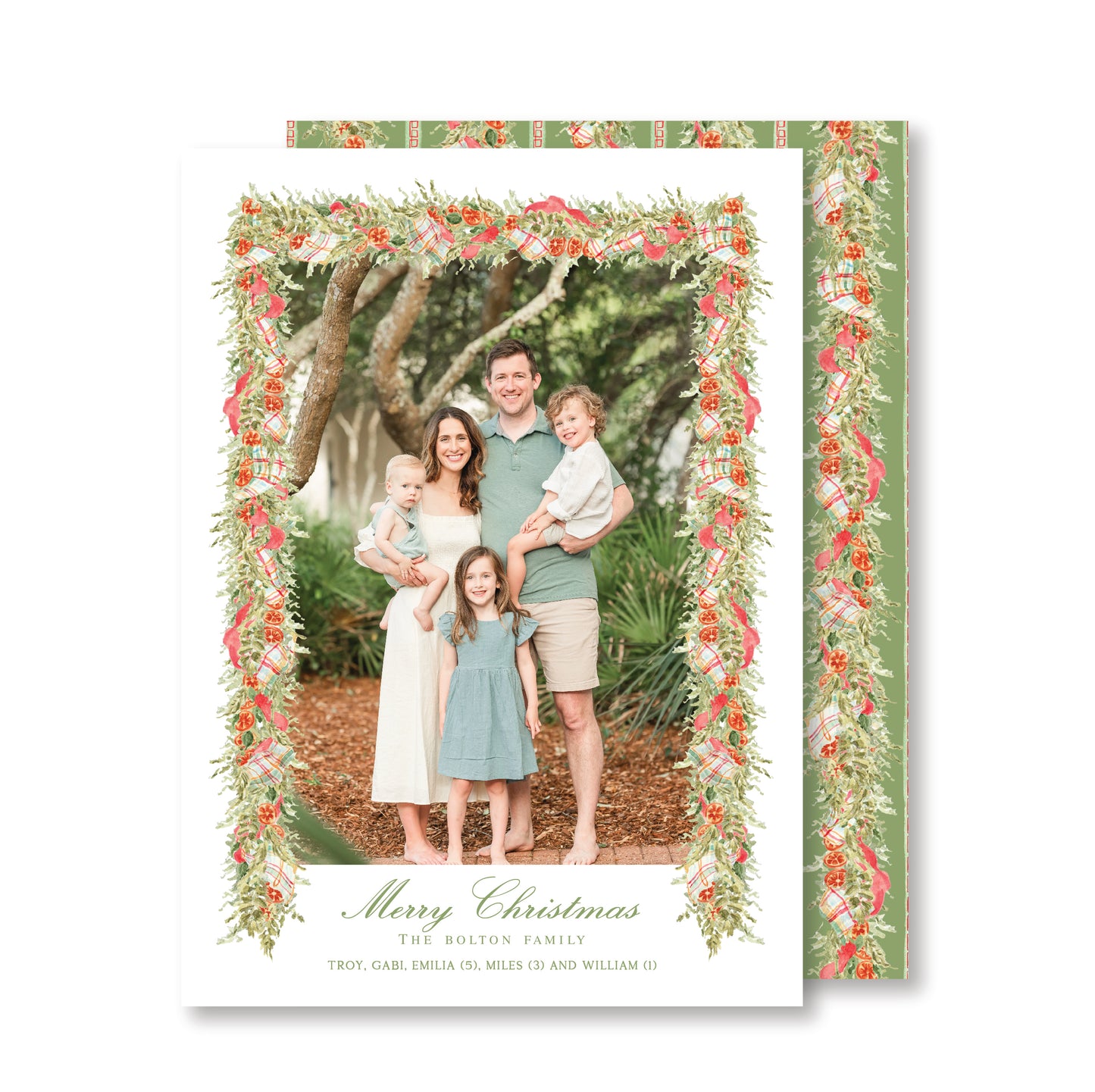 Warm Citrus Garland Christmas Card Photo