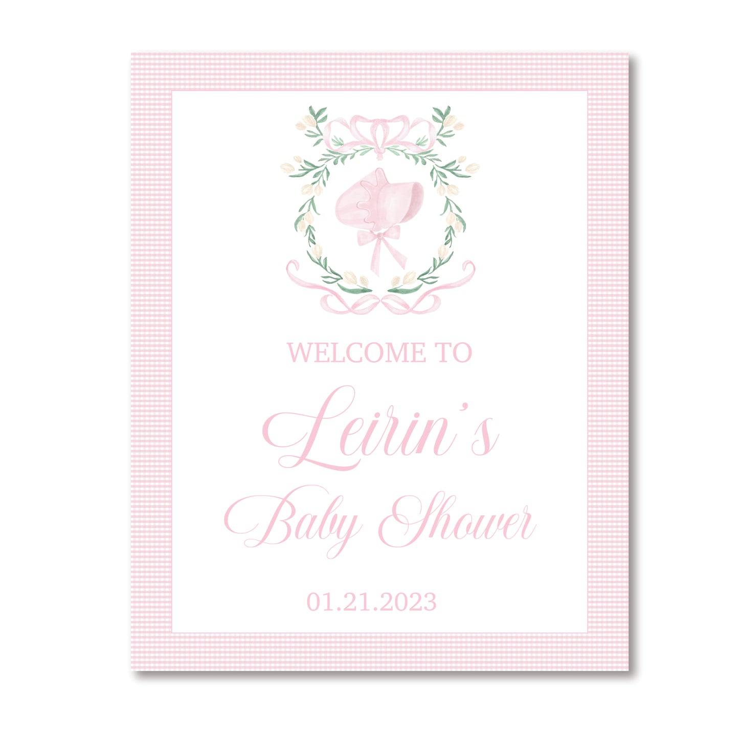 Bonnet Baby Shower Sign