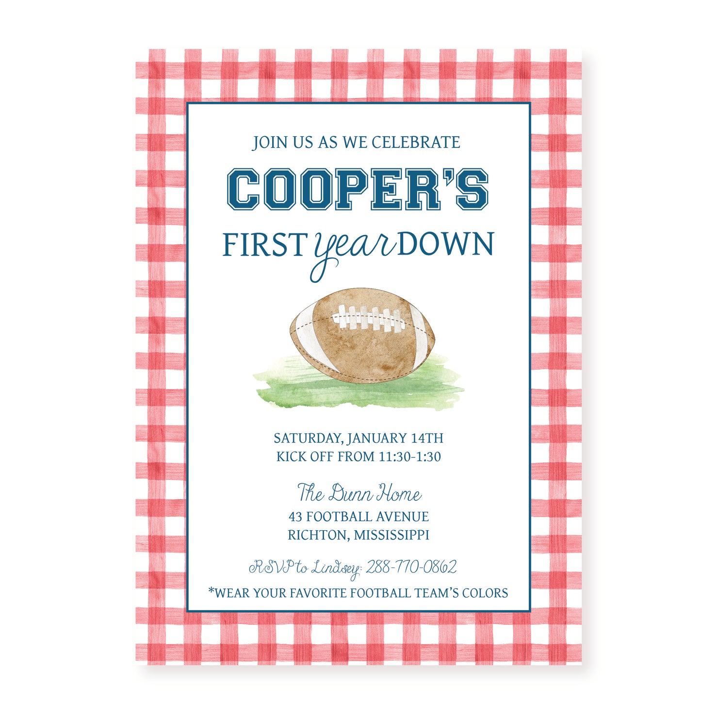 Football Invitation (First Year down)