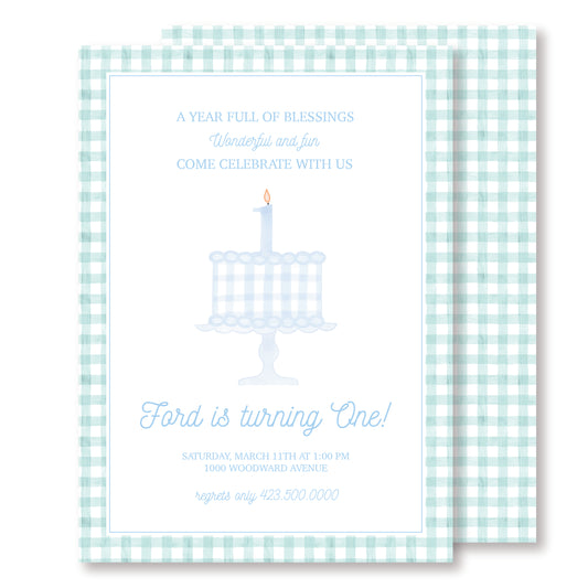 1st Birthday Blue and Mint Invitation