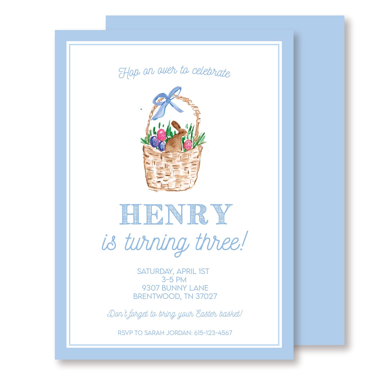 Blue Bunny Invitation