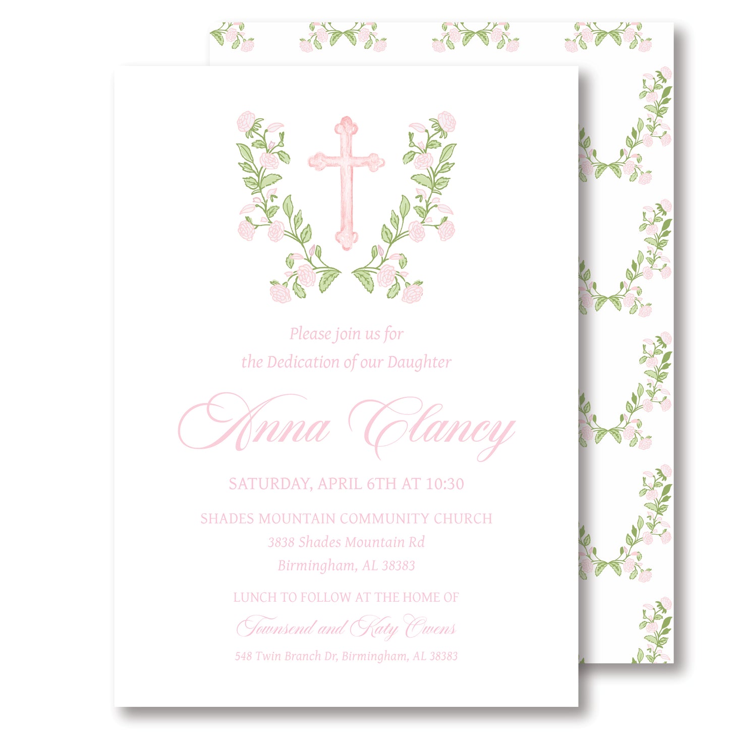 Pink Cross Baby Dedication