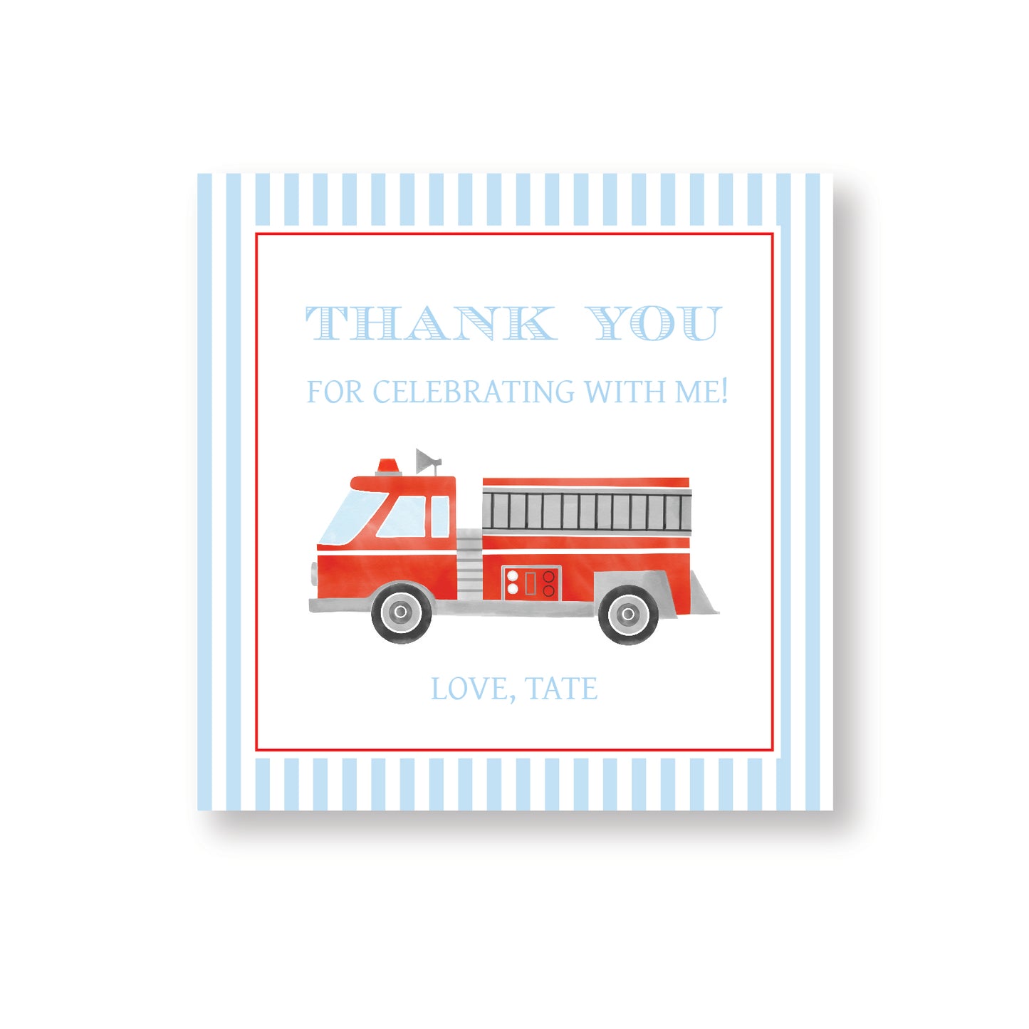 Fire Truck Party Tag