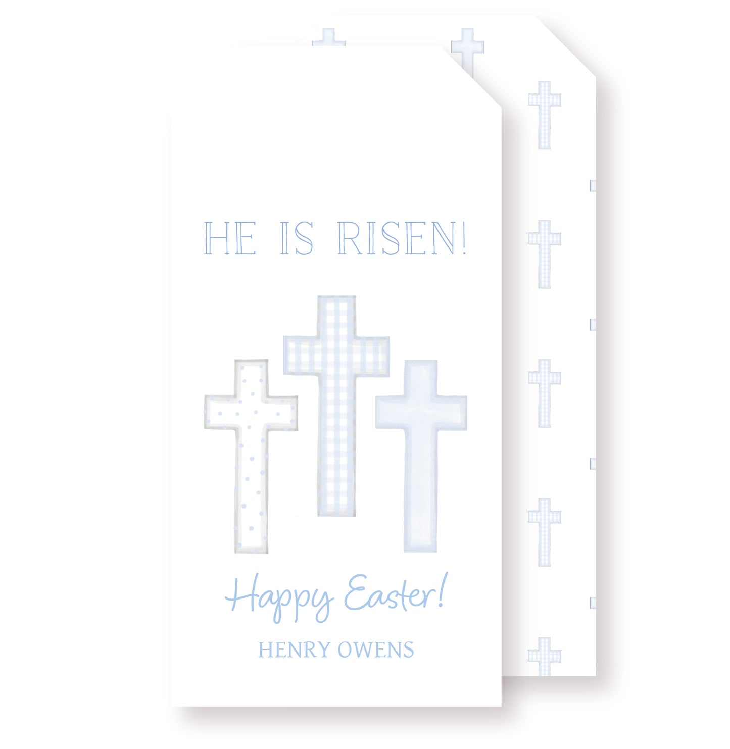 Blue He is Risen Tag