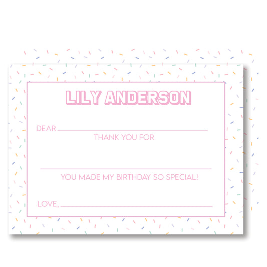 Sprinkle Fill in Blank Thank You Notes