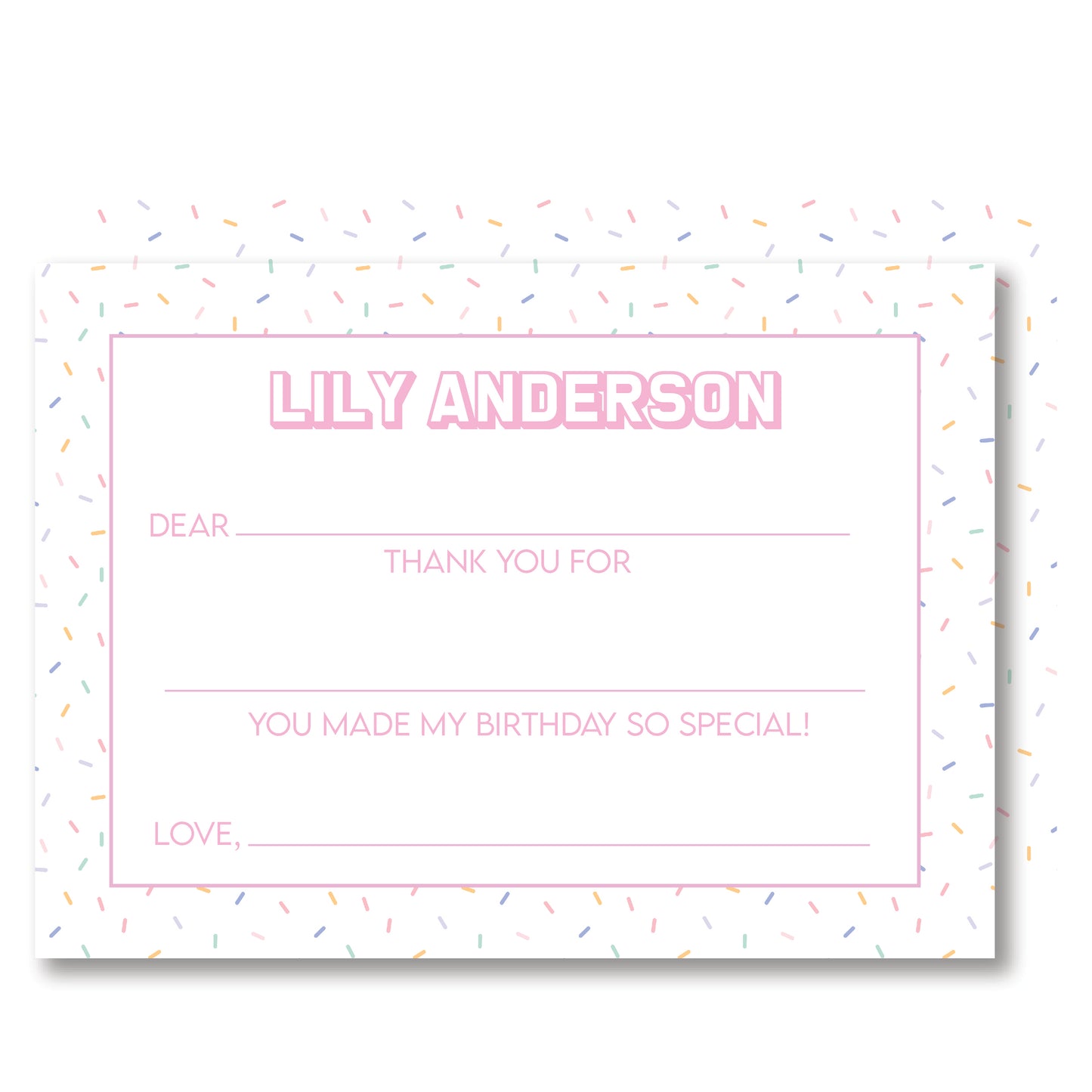 Sprinkle Fill in Blank Thank You Notes