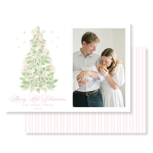 Soft Pink Christmas Tree Christmas Card Photo
