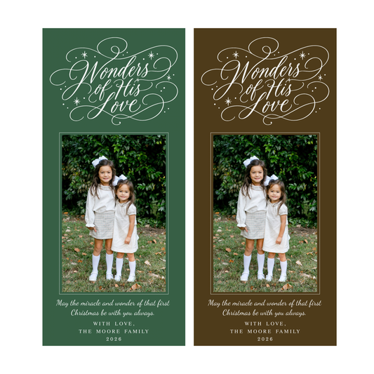 Wonders of His Love Slim Christmas Card