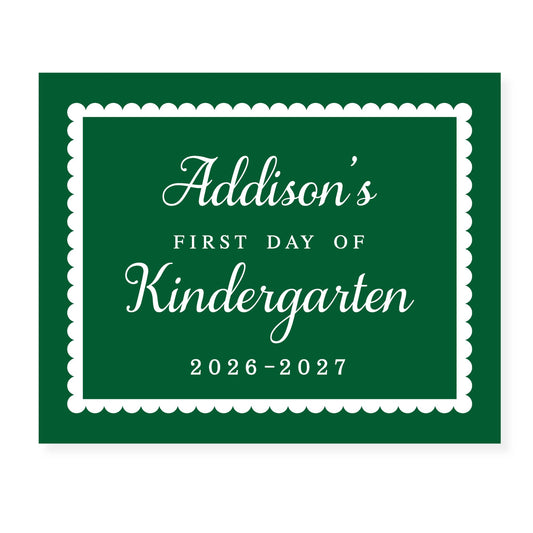 Personalized First Day of School Sign | Classic Green School