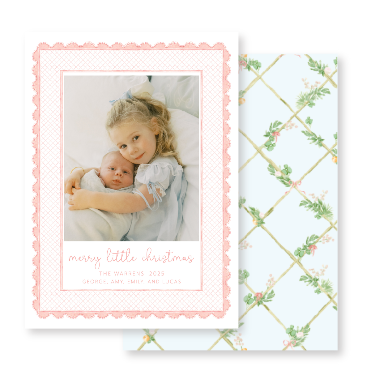 Pink Lattice Christmas Card