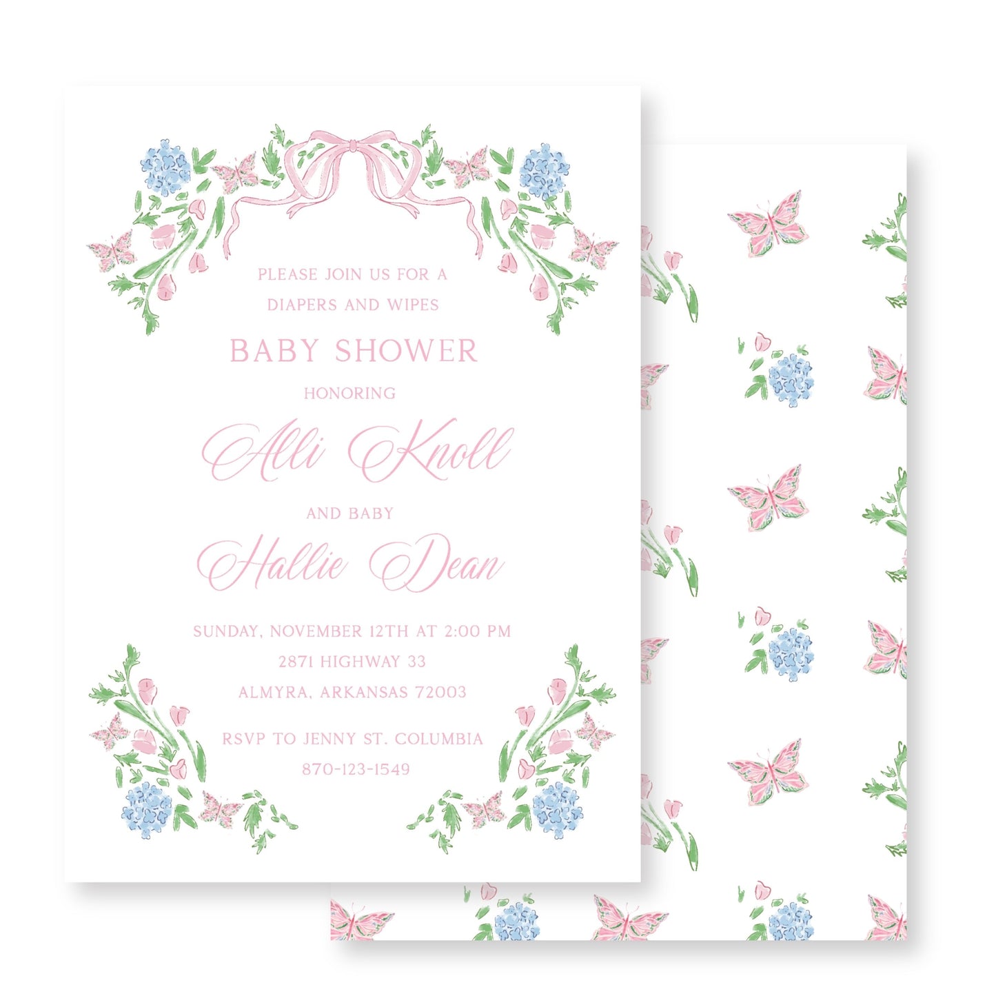 Floral Butterfly Baby Shower Invitation