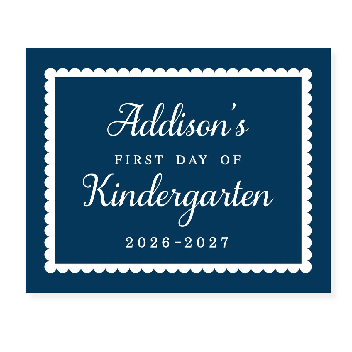 Personalized First Day of School Sign | Classic Navy School