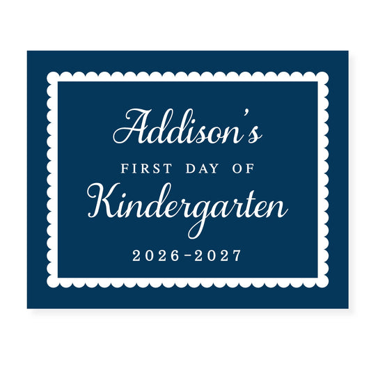 Personalized First Day of School Sign | Classic Navy School