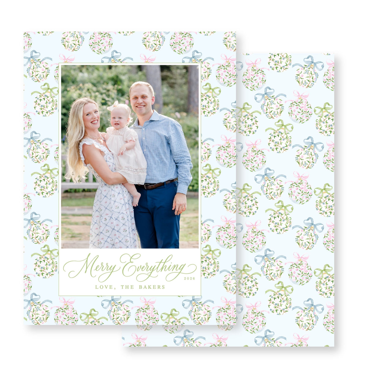 Pastel Chinoiserie Ornament Christmas Card