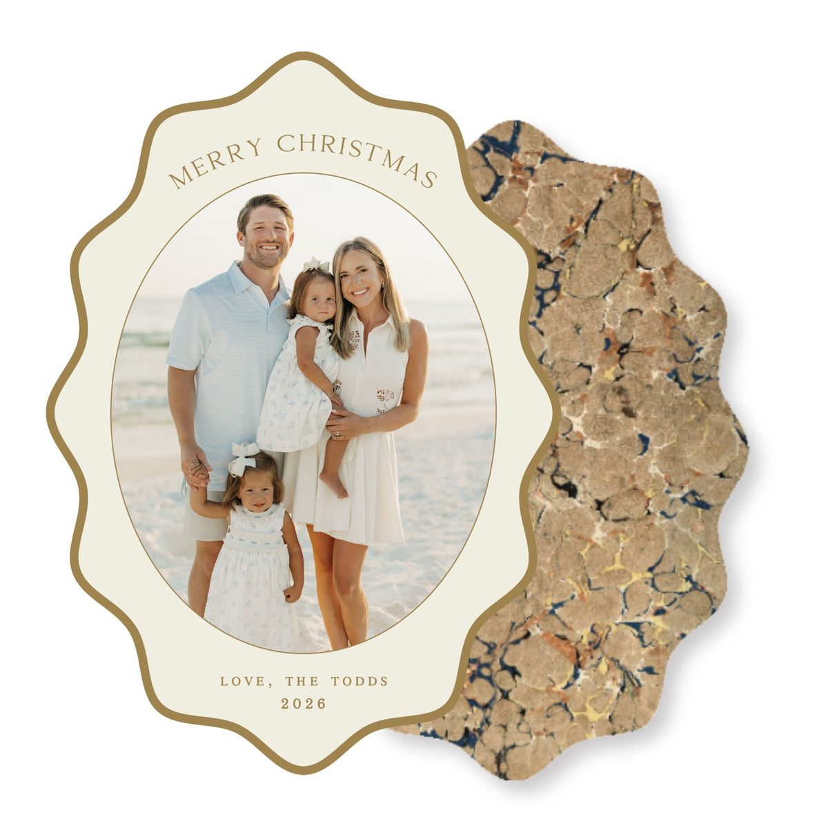 Wavy Oval Marble Christmas Card
