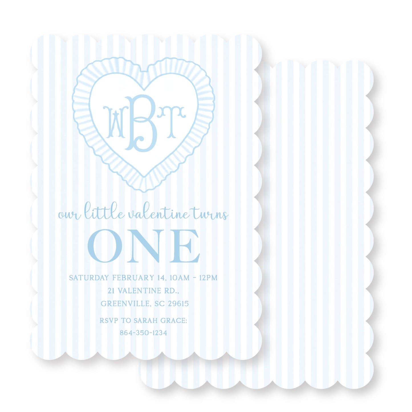 Blue Scalloped Valentine Invitation