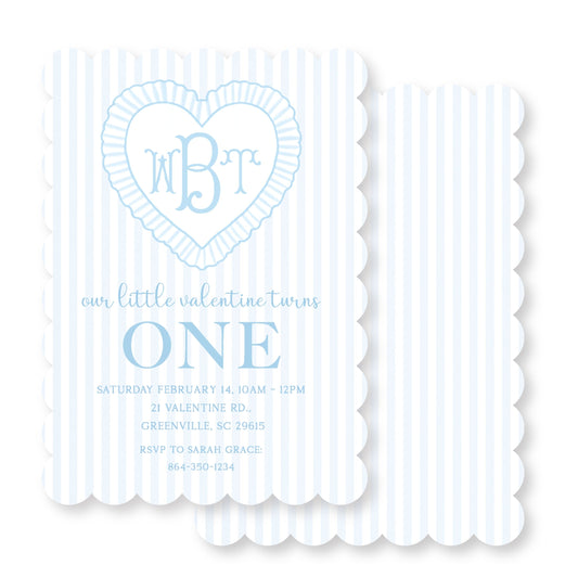 Blue Scalloped Valentine Invitation