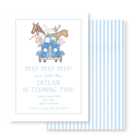Little Blue Truck Invite