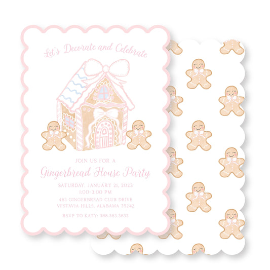 Gingerbread Party Invitations Pink