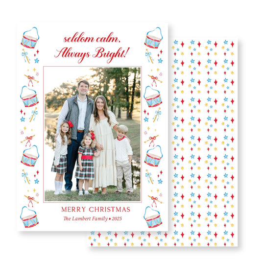 Blue and Red Nutcracker Christmas Card Photo