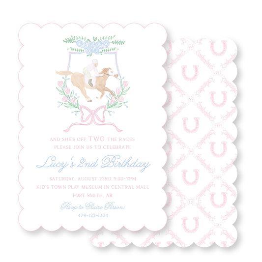 Derby Off Two the Races Pink Invitation