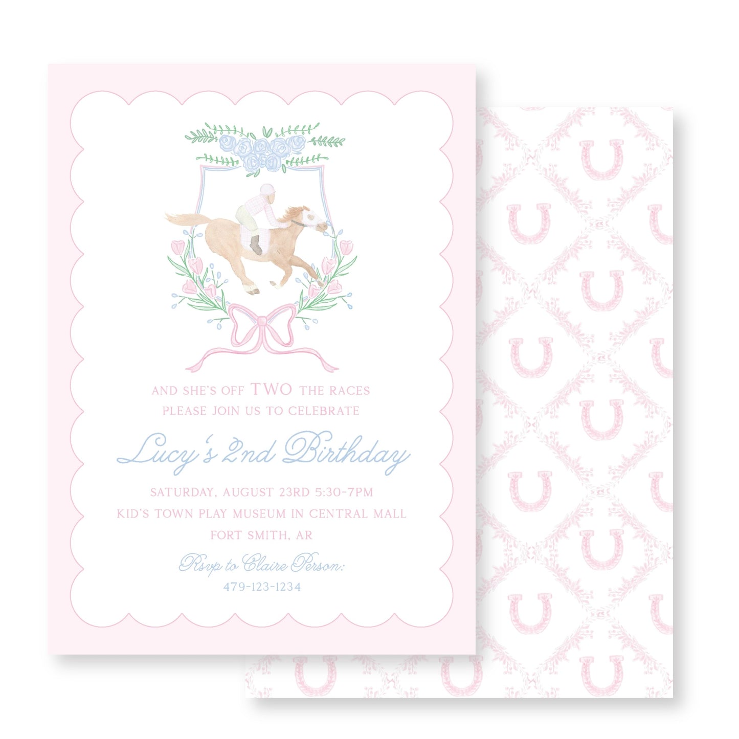 Derby Off Two the Races Pink Invitation