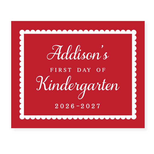 Personalized First Day of School Sign | Classic Red School