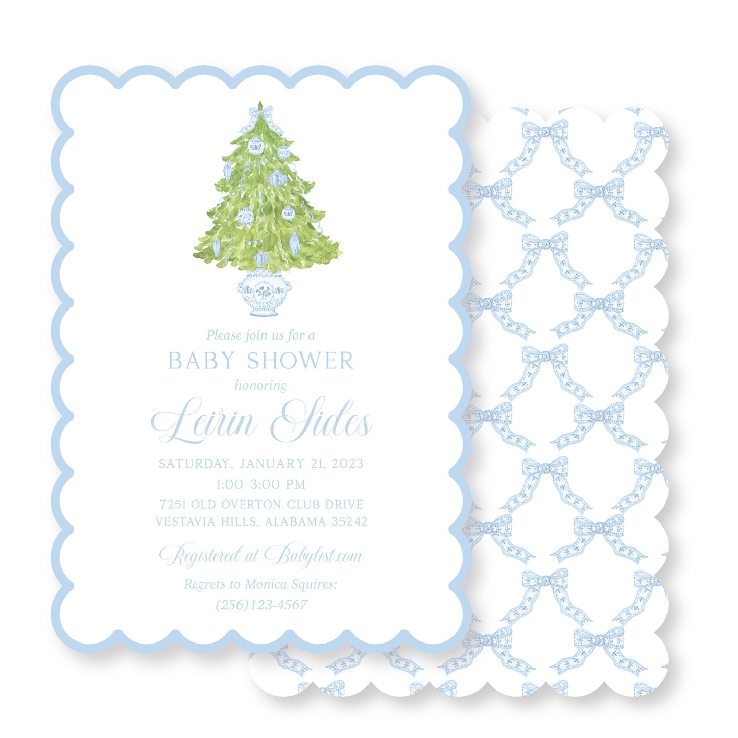 Christmas Baby Shower Invite- Blue