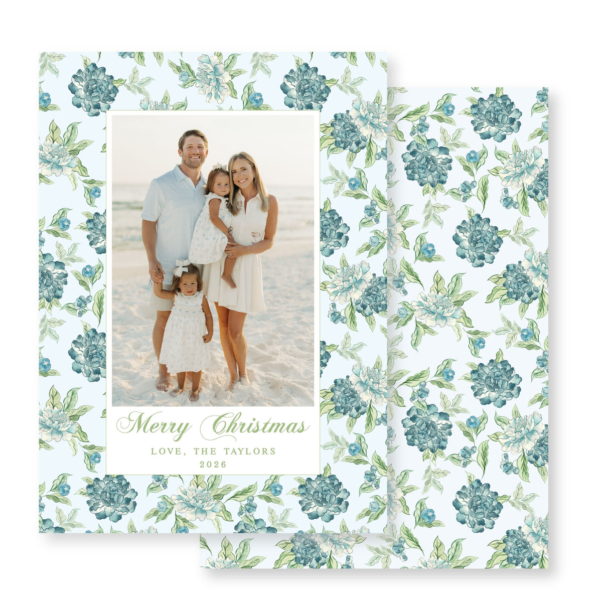 Blue Botanical Christmas Card