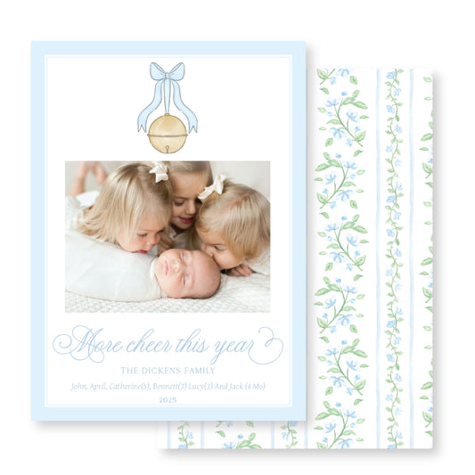 Jingle Bell Joy Blue Christmas Card Photo