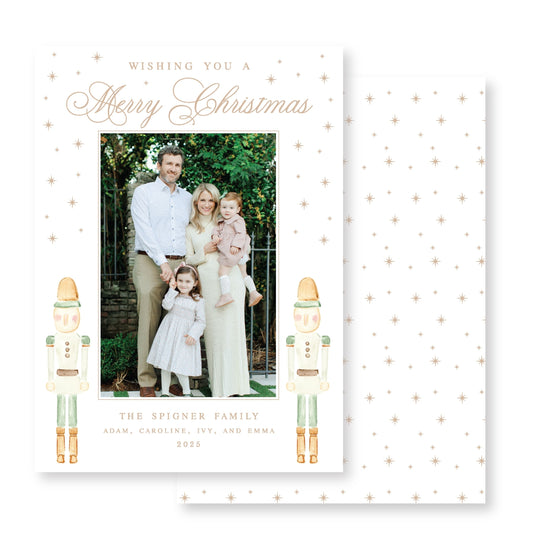 Eucalyptus Green Nutcracker Christmas Card Photo