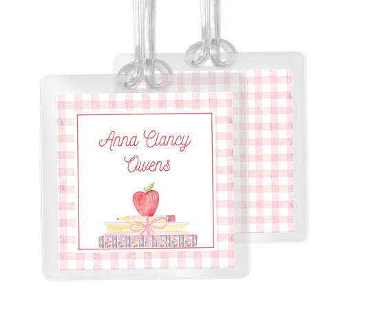 Apple and Book Bag Tag