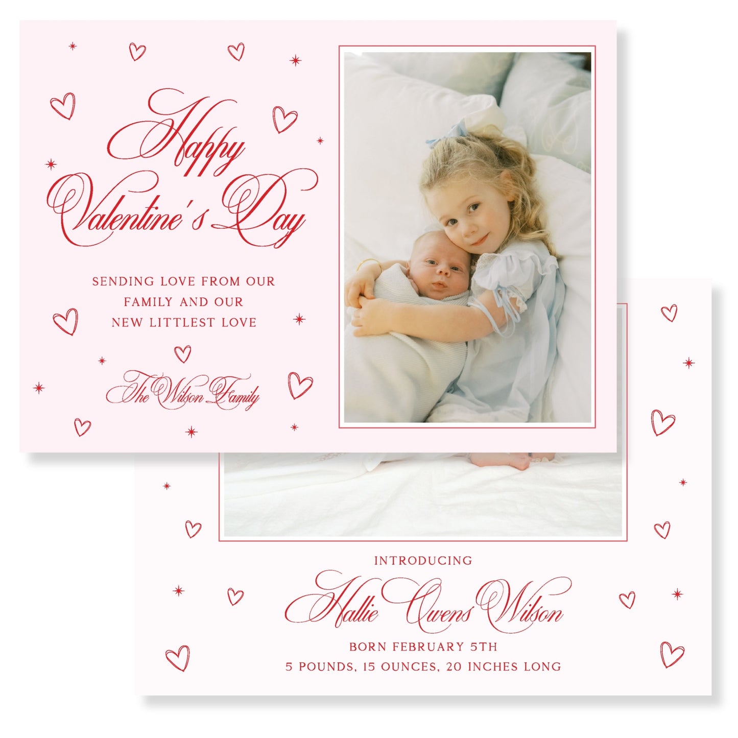 Little Love Pink – Valentine Baby Announcement Card