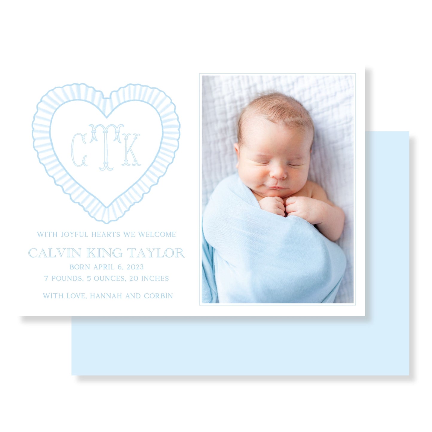 Sweetest Valentine – Blue Heart Monogram  Announcement
