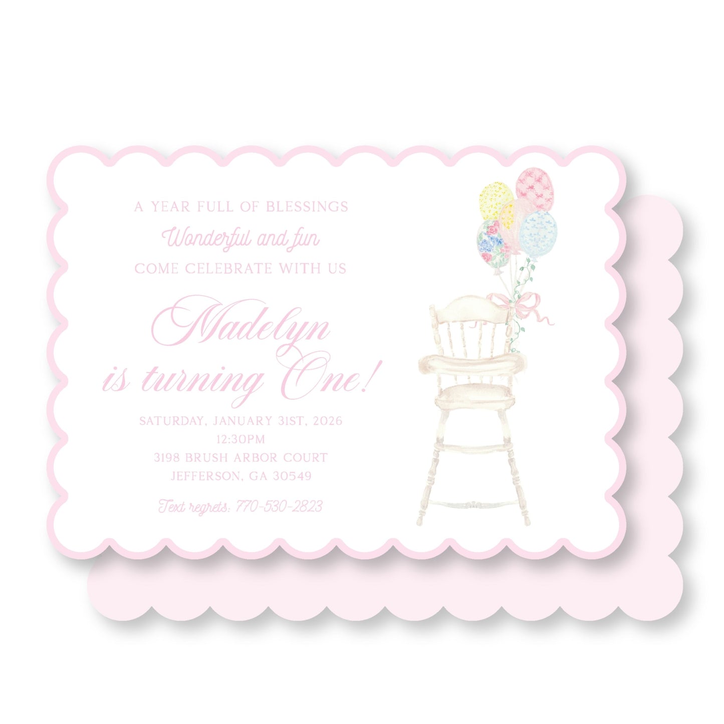 High Chair Balloon First Birthday