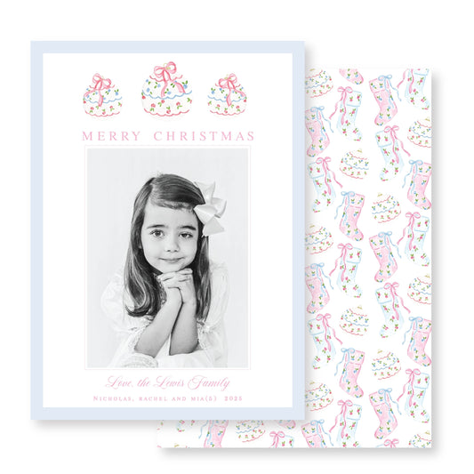 Pastel Ornament Christmas Card Photo