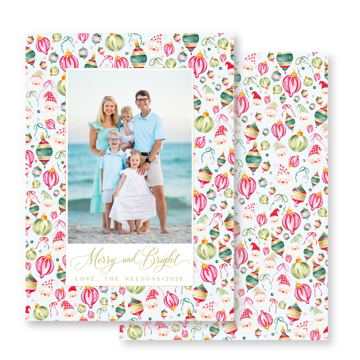 Merry & Bright Santa Christmas Card