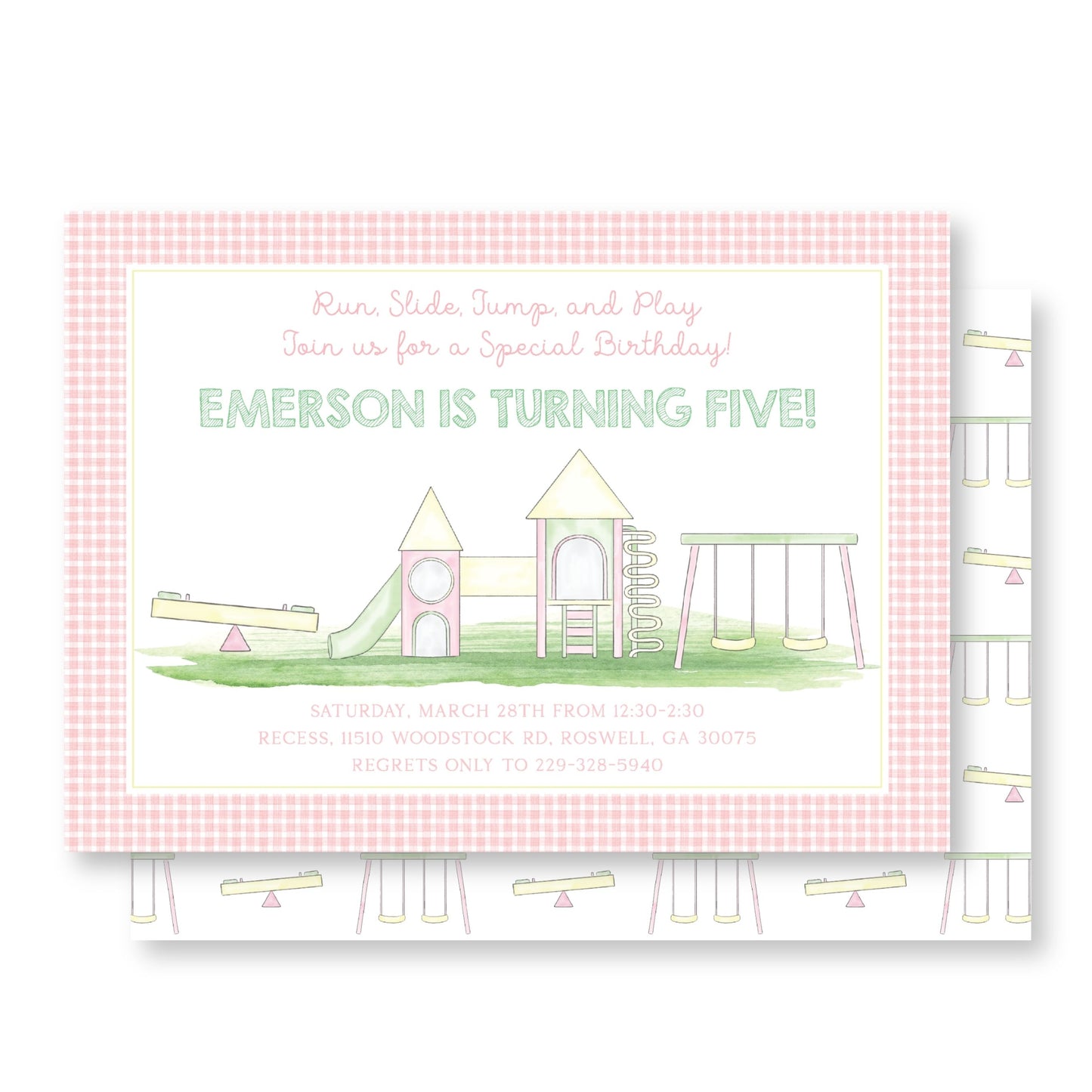 Pink Playground/Park Invitation