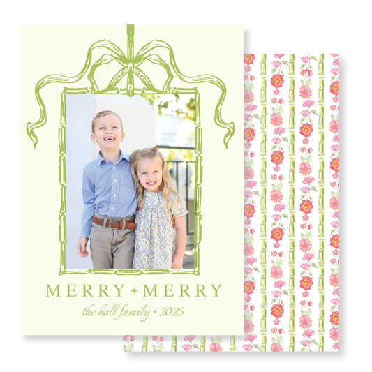 Bright Bamboo Bow-Christmas Card Photo