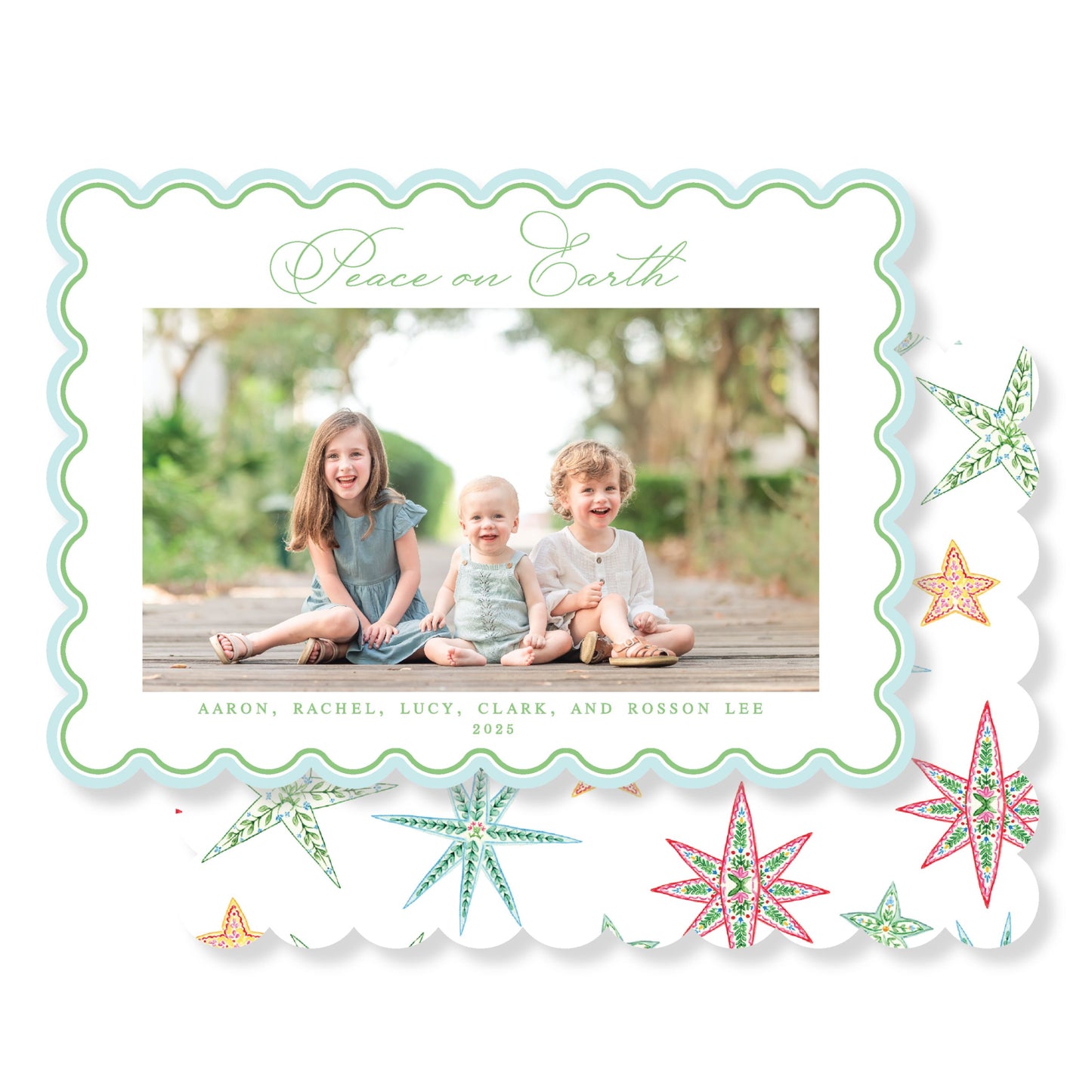 Star Scalloped Christmas Card Horizontal