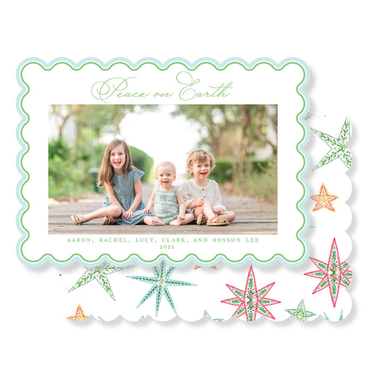 Star Scalloped Christmas Card Horizontal