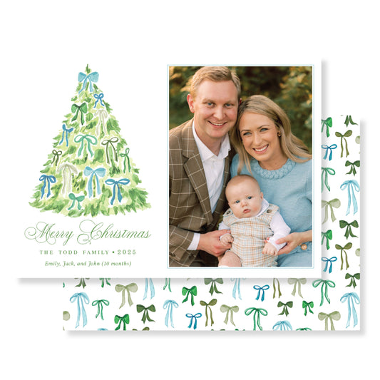 Azure Decked in Bows (horizontal) Christmas Card Photo