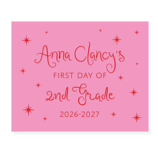 Star First Day of School Sign | Personalized Grade Sign | Choose your color