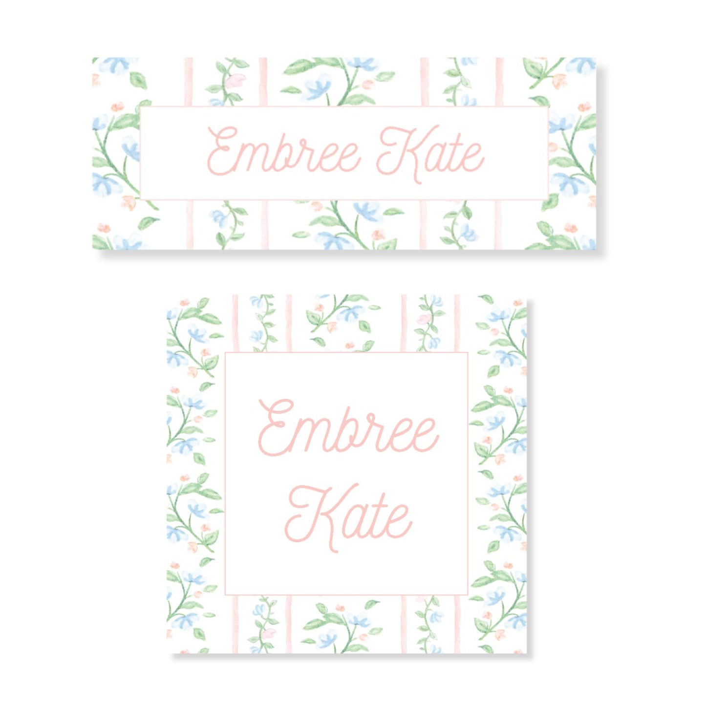 Floral Stripe Pastel Ditsy Water Resistant Name Label Stickers