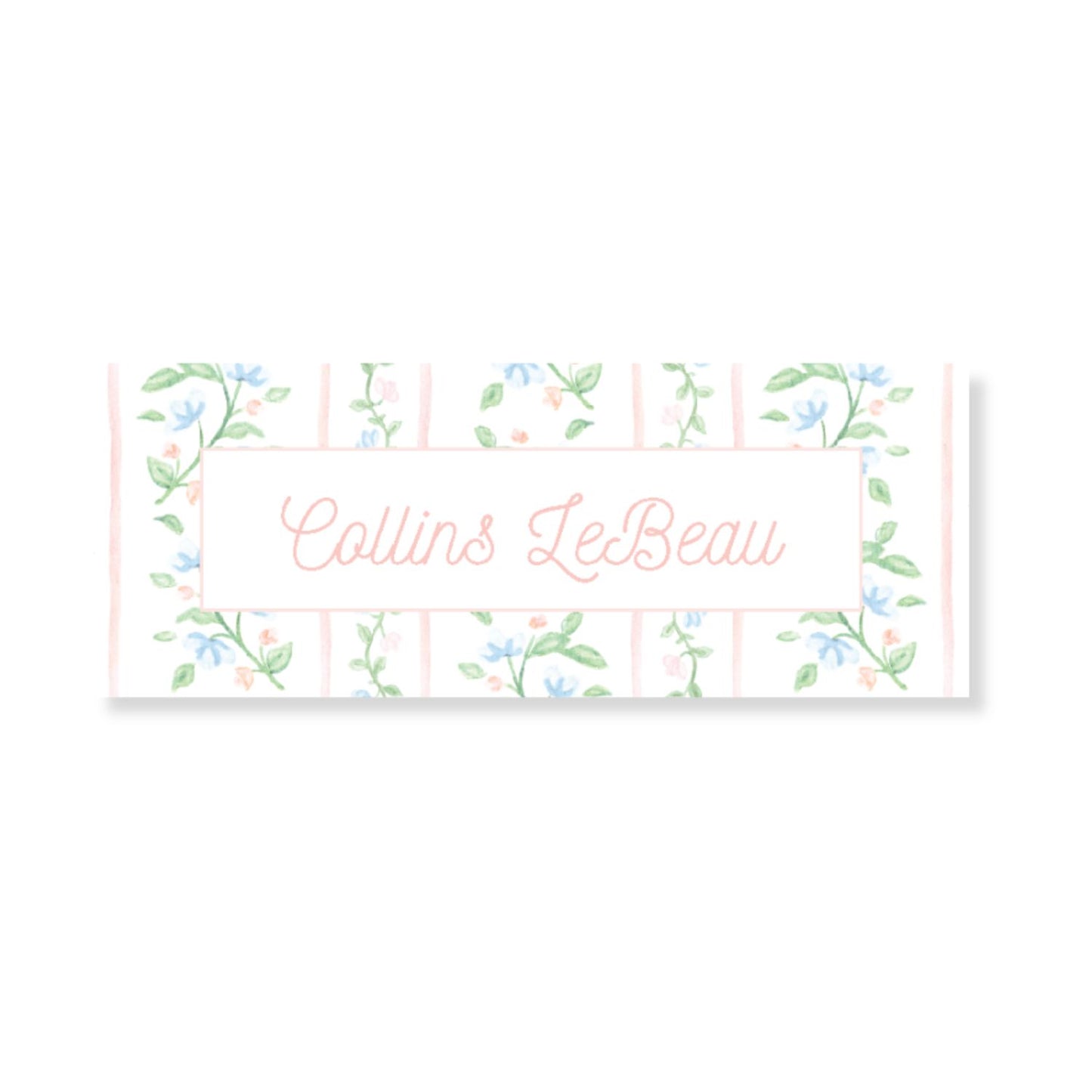 Pink Floral Name Label