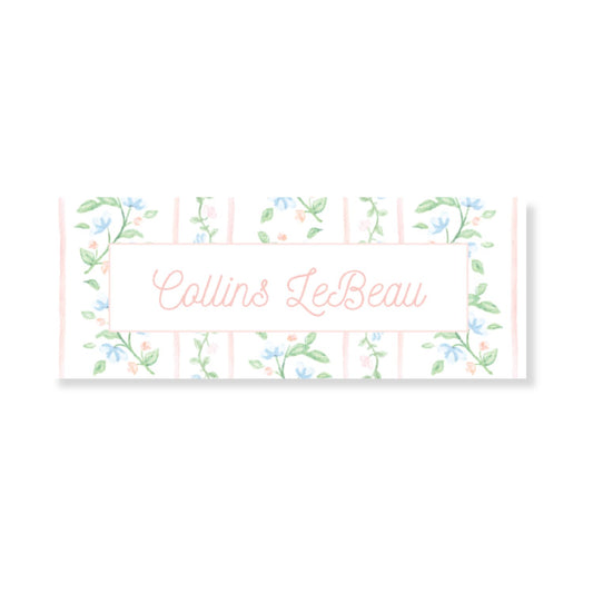 Pink Floral Name Label